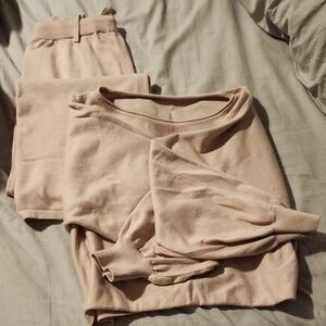 Women's Pink Pants & Cropped Sweater Set